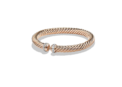 Rose Gold Plated CZ Studded Twisted Bracelet